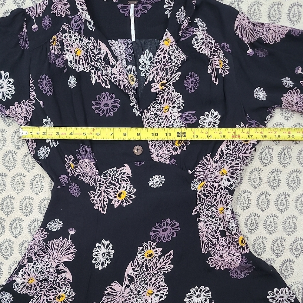 Free People Black and Purple Floral Mini Dress - Picture 7 of 15
